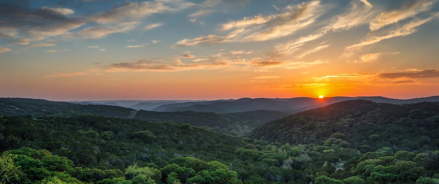 Texas Hill Country sunset over Boerne